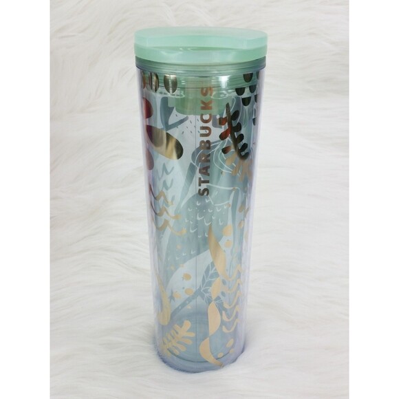 Starbucks 2020 Tumbler Gold Mint Green Mermaid Siren Clear Cold Cup 16oz - Picture 4 of 12